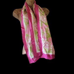 Lilly Pulitzer Pink & Green Floral Silk Scarf